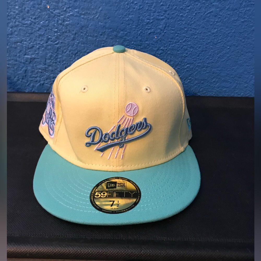New Era 7 1/2 Los Angeles Dodgers 59Fifty Hat Fitted 75th World Series Cap Teal